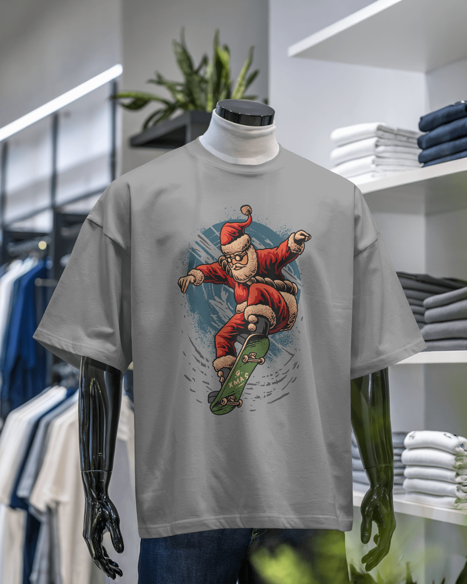 Santa Skateboard T-Shirt