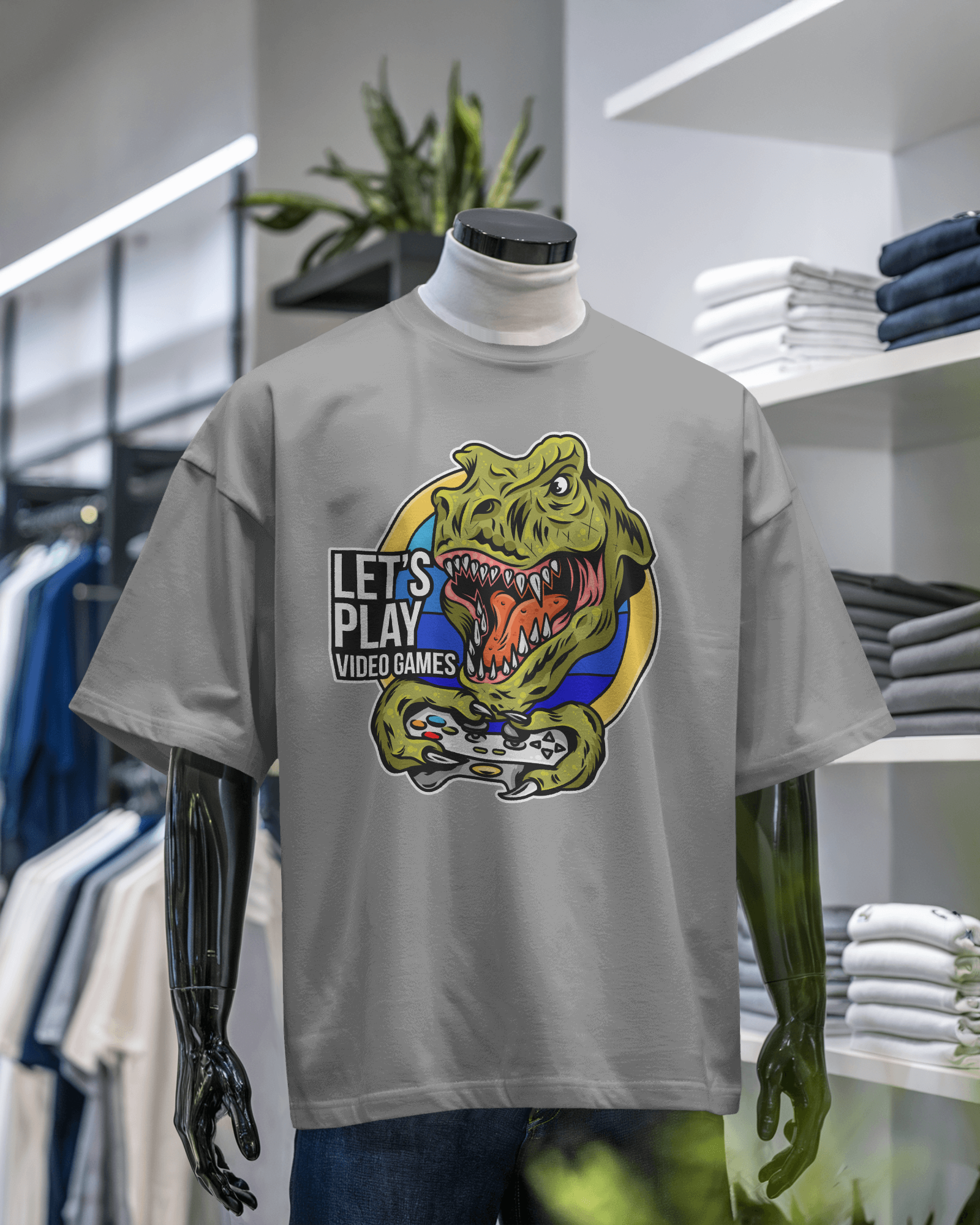 Dinosaur Gamer Graphic T-Shirt