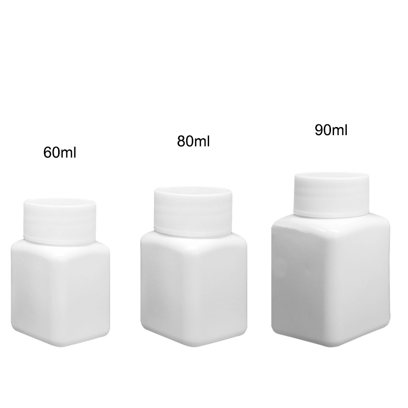 80ml Square wide mouth plastic bottle, laboratory reagent dispensing bottle, medicine bottle, particle solid bottle