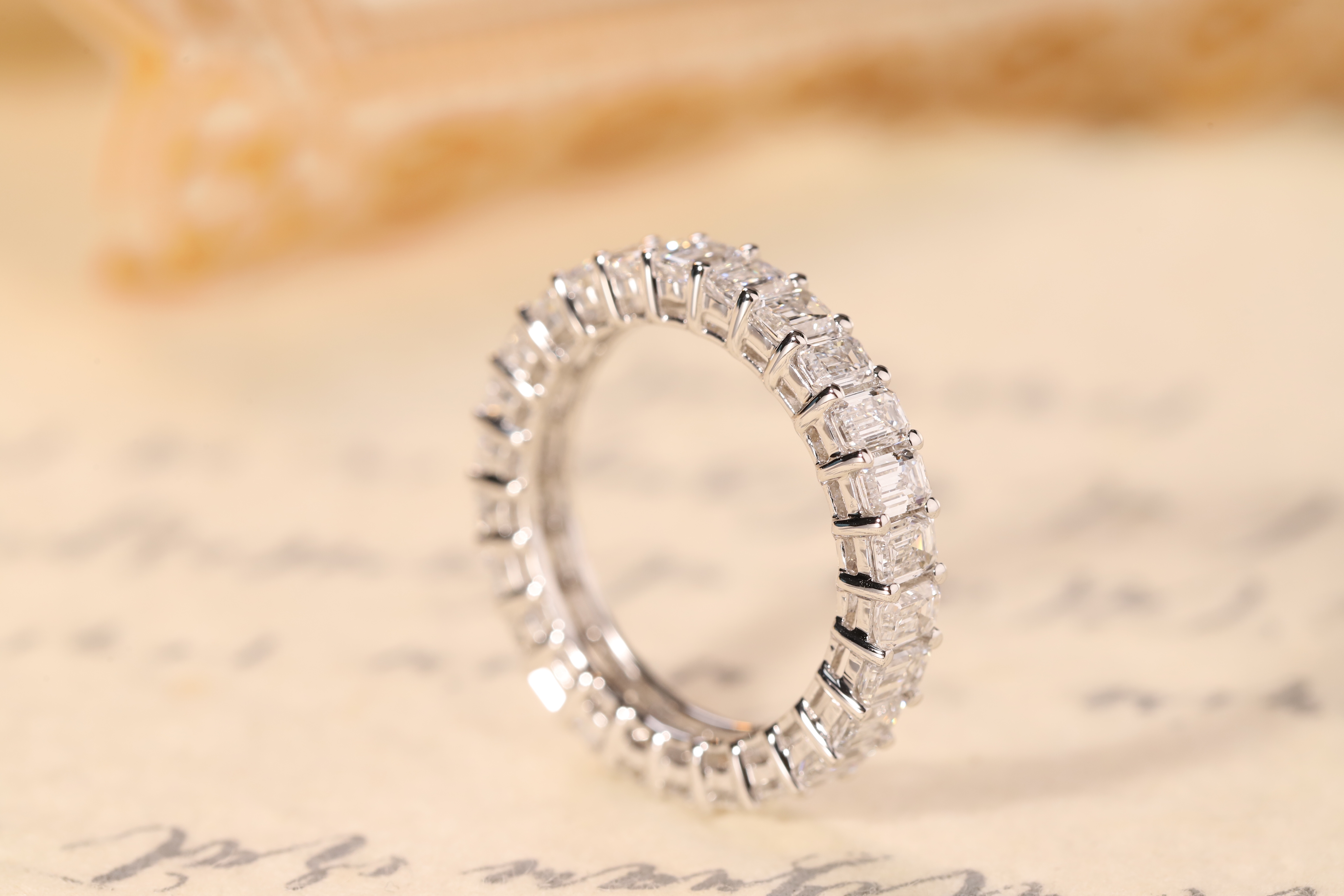 Emerald Cut Lab Grown Diamond Full Pavé Ring · 3.5ct | HL-D-R5426