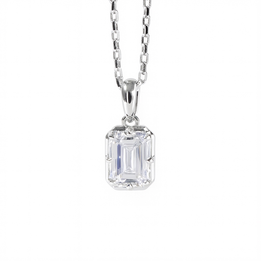 1.00ct Emerald Cut Cultivated Diamond Pendant Necklace