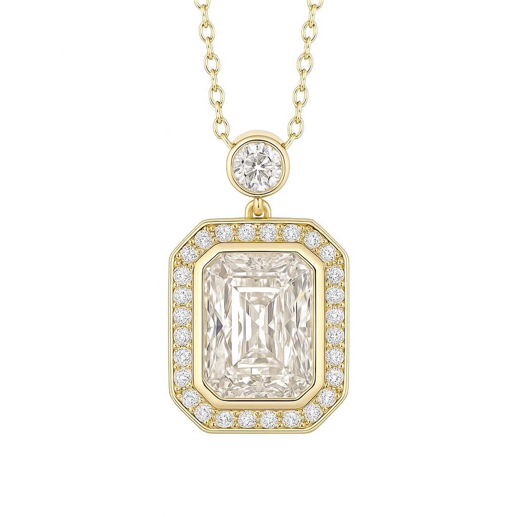 Radiant Elegance · 3ct Lab Grown Diamond Halo Necklace | Z-HL-N5265-1