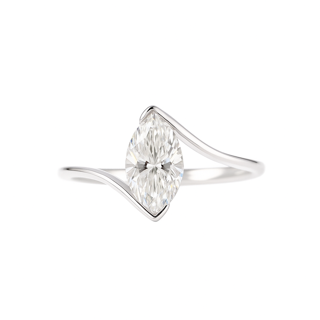 2ct Lab Grown Marquise Cut Diamond Bezel Corner Ring | Z-HL-R5258