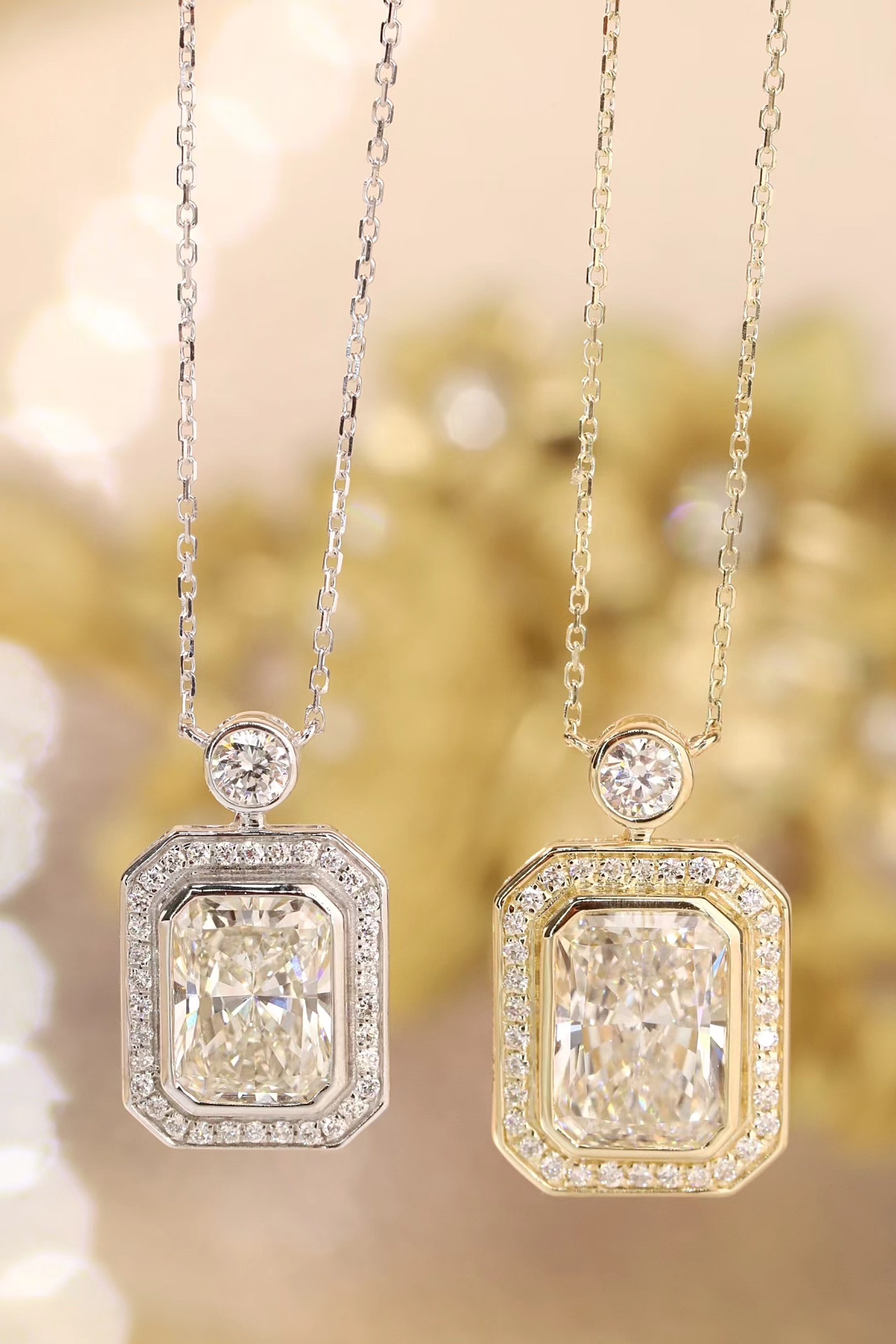 Radiant Elegance · 3ct Lab Grown Diamond Halo Necklace | Z-HL-N5265-1