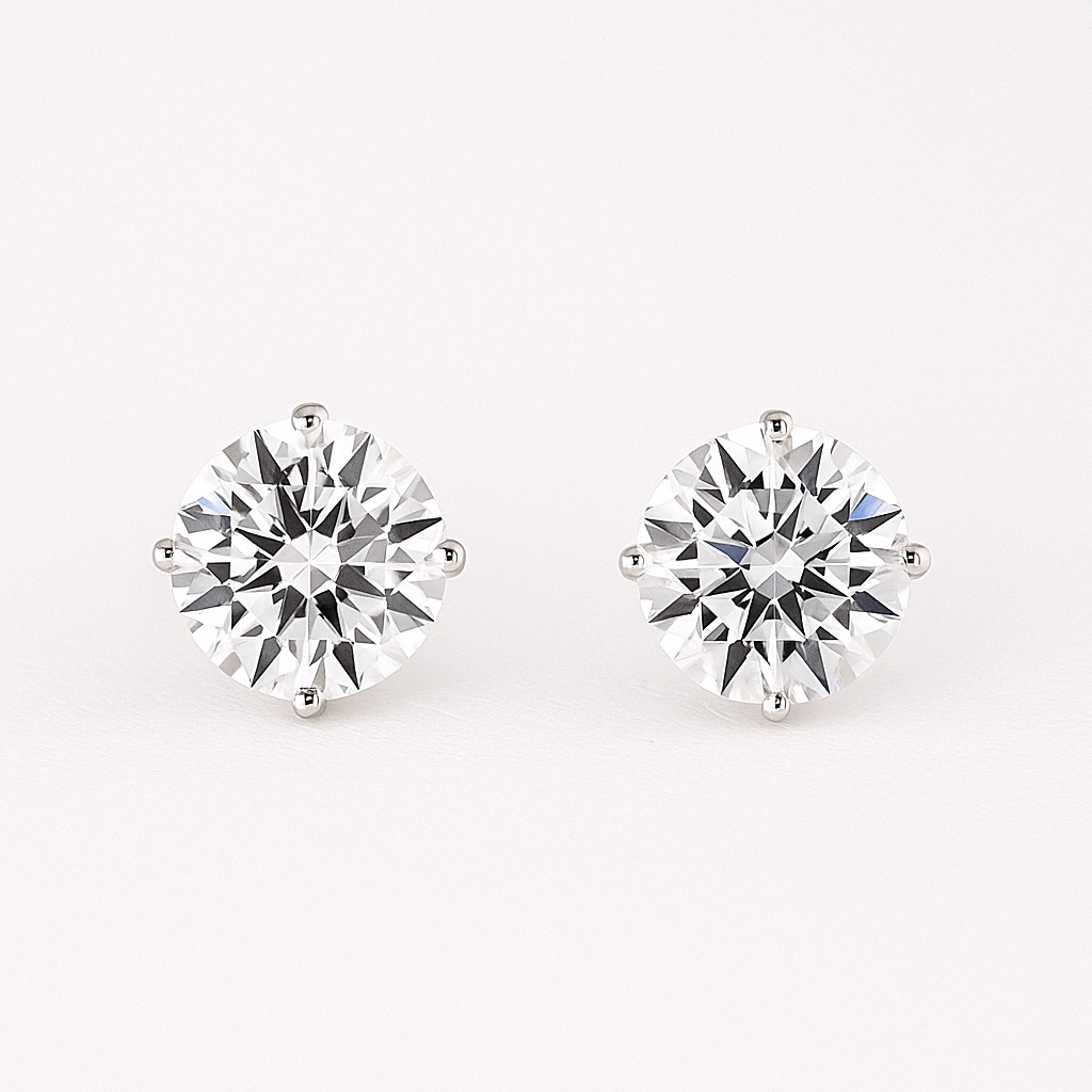 Big Sparkle! 10K Four-Prong Lab Diamond | 3ct Single / 6ct Pair | Hot Deal Z-D-E4909-3