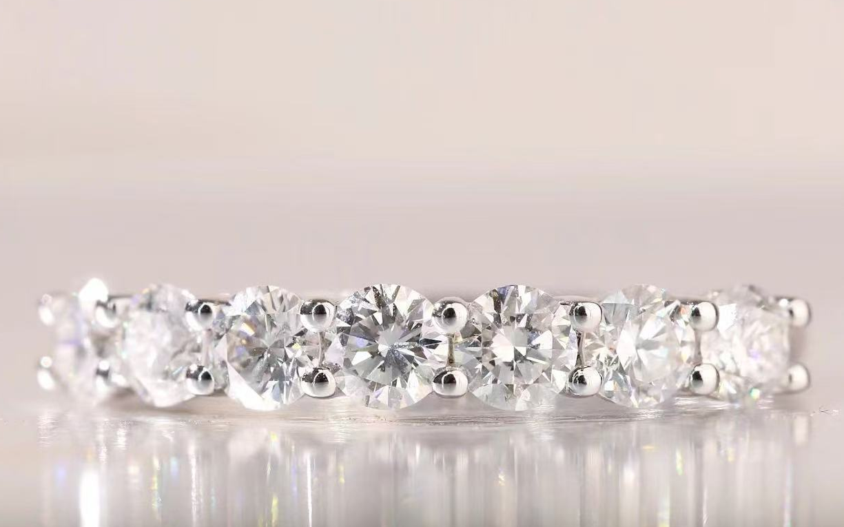 1ct half-ring diamond ring 7 artificially cultivated diamond cvd10k gold HL-R5196-4