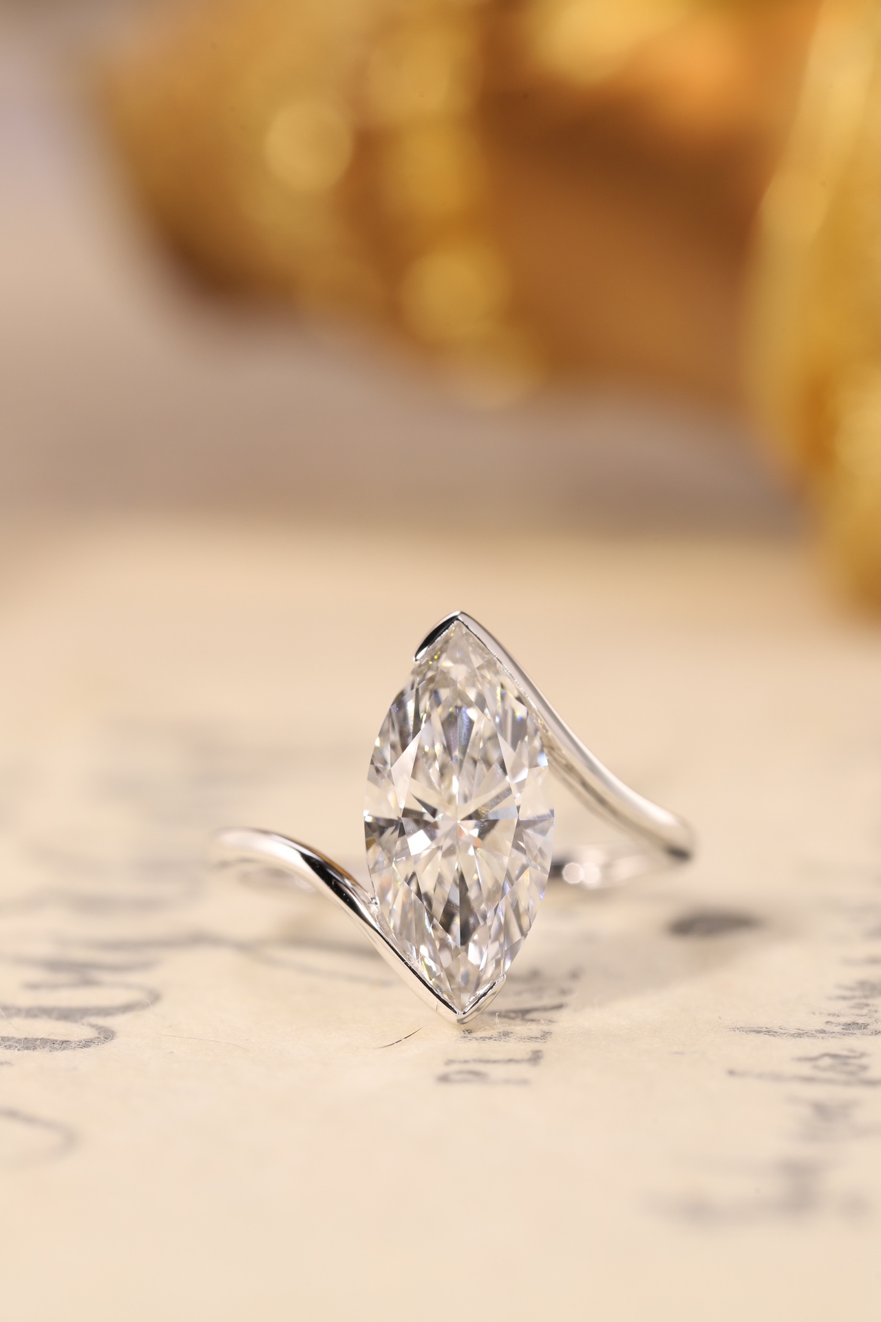 Marquise Grace · 3ct Lab Grown Marquise Cut Diamond Bezel Corner Ring | Z-HL-R5258-2