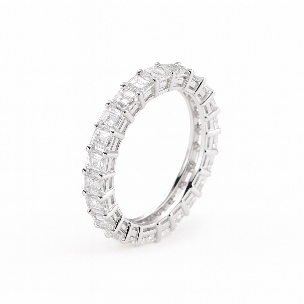 Emerald Cut Lab Grown Diamond Full Pavé Ring · 3.5ct | HL-D-R5426