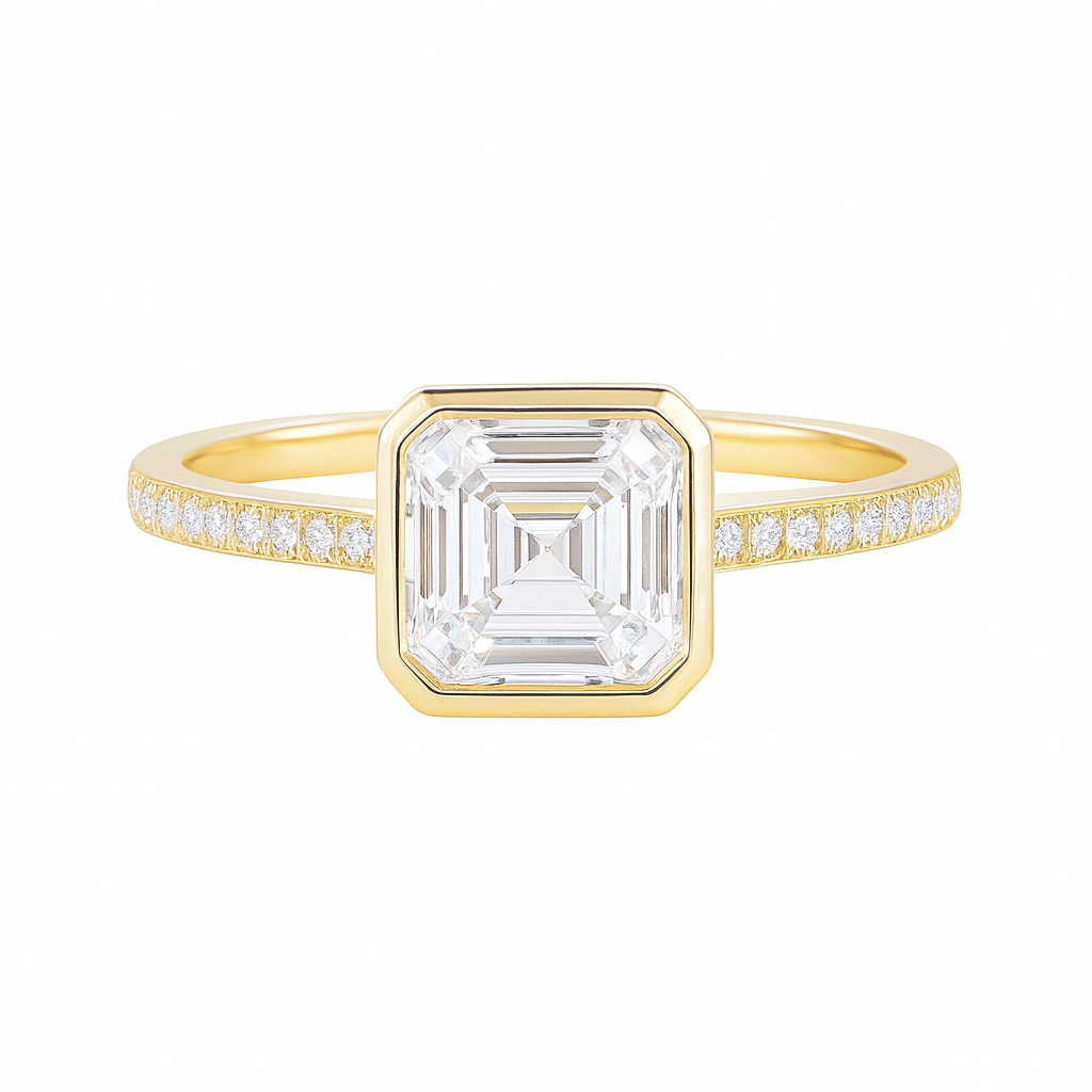 2ct Asscher Cut Lab Grown Diamond Bezel Ring | 10K Gold | Z-HL-R5264 