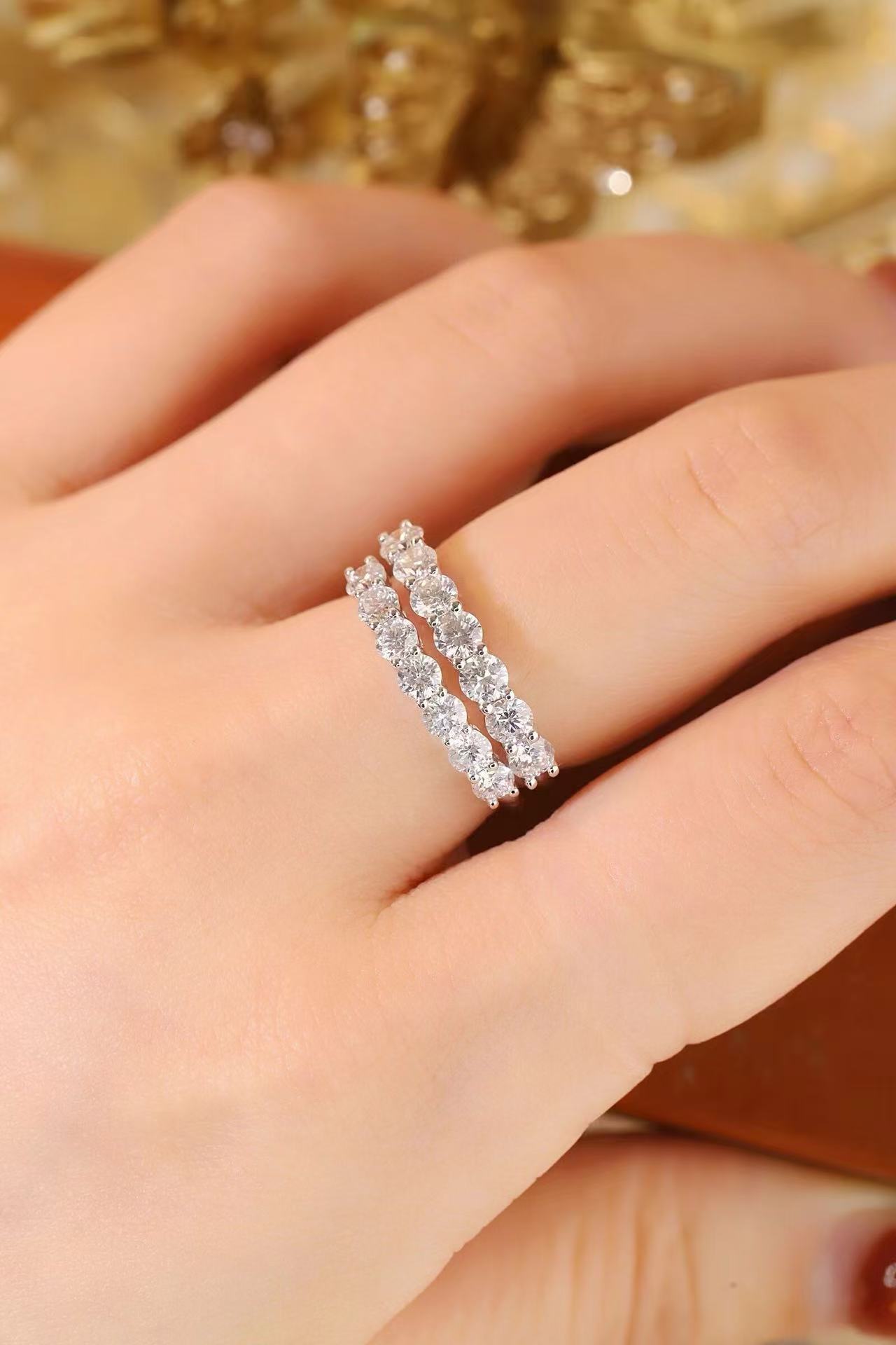 1ct half-ring diamond ring 7 artificially cultivated diamond cvd10k gold HL-R5196-4