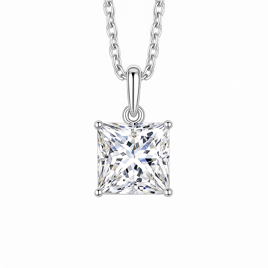Timeless Sparkle · 3ct Princess Cut 4-Prong Lab Grown Diamond Necklace | Z-HL-P5250 