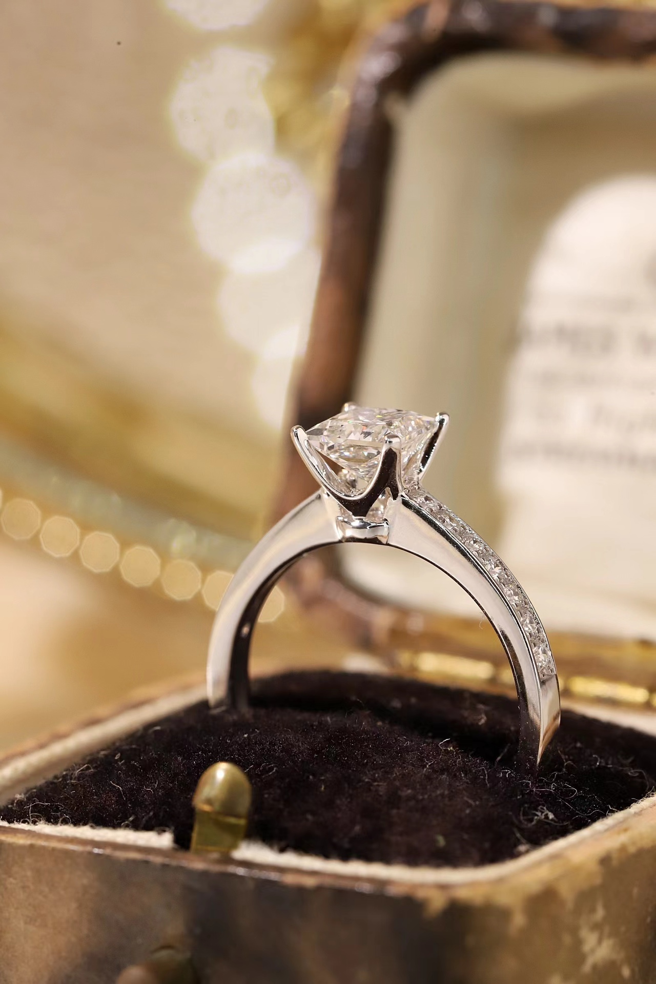 Princess Elegance · 1ct Lab Grown Princess Cut Diamond Ring with Accent Stones | (D-R4869-1)