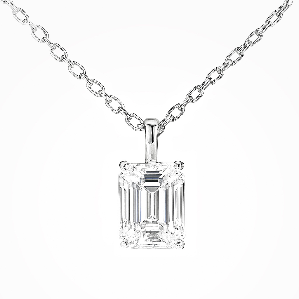1 carat emerald-cut diamond, 10k gold setting, cultivated diamond, Z-HL-P5226