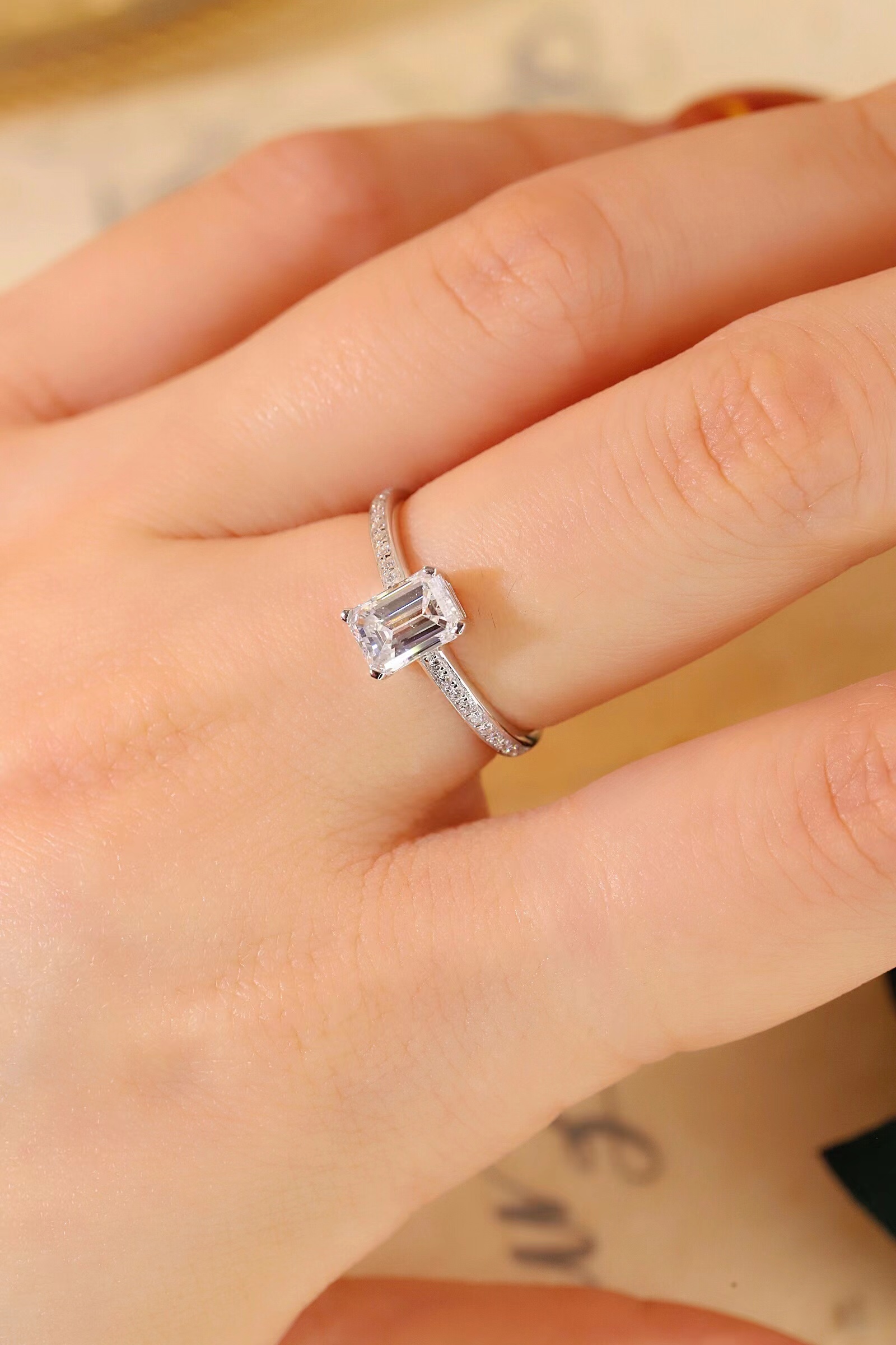 1.10ct emerald cutting artificial cultivation diamond cvd ring 10k gold making HL-R5229