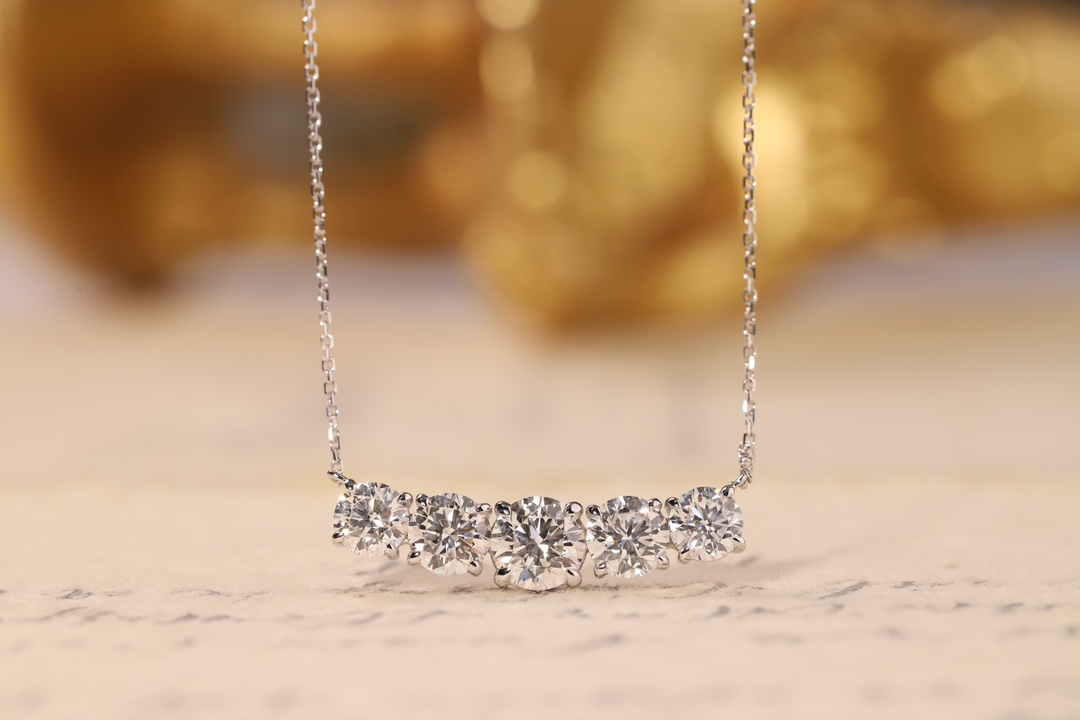 Smiling Radiance · 3.4ct Lab Grown Diamond Five-Stone Necklace | HL-N1733 