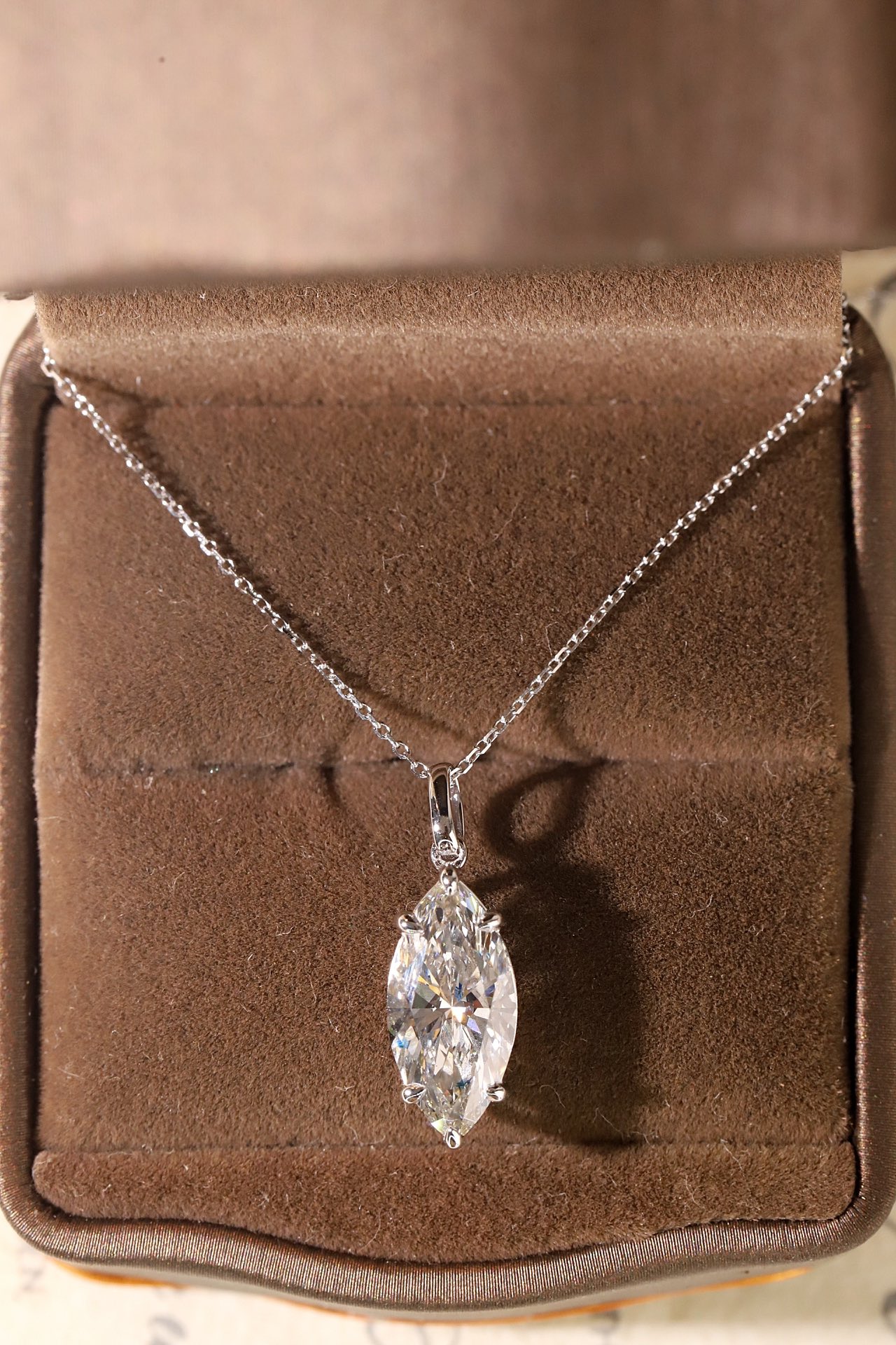 Radiant Allure · 3ct Marquise Cut Six-Prong Lab Grown Diamond Necklace | Z-HL-P5245-2