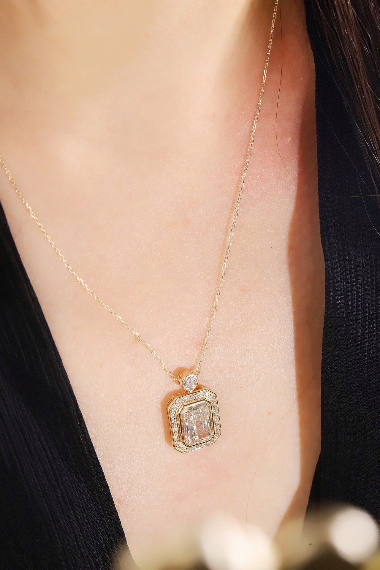 Radiant Elegance · 3ct Lab Grown Diamond Halo Necklace | Z-HL-N5265-1