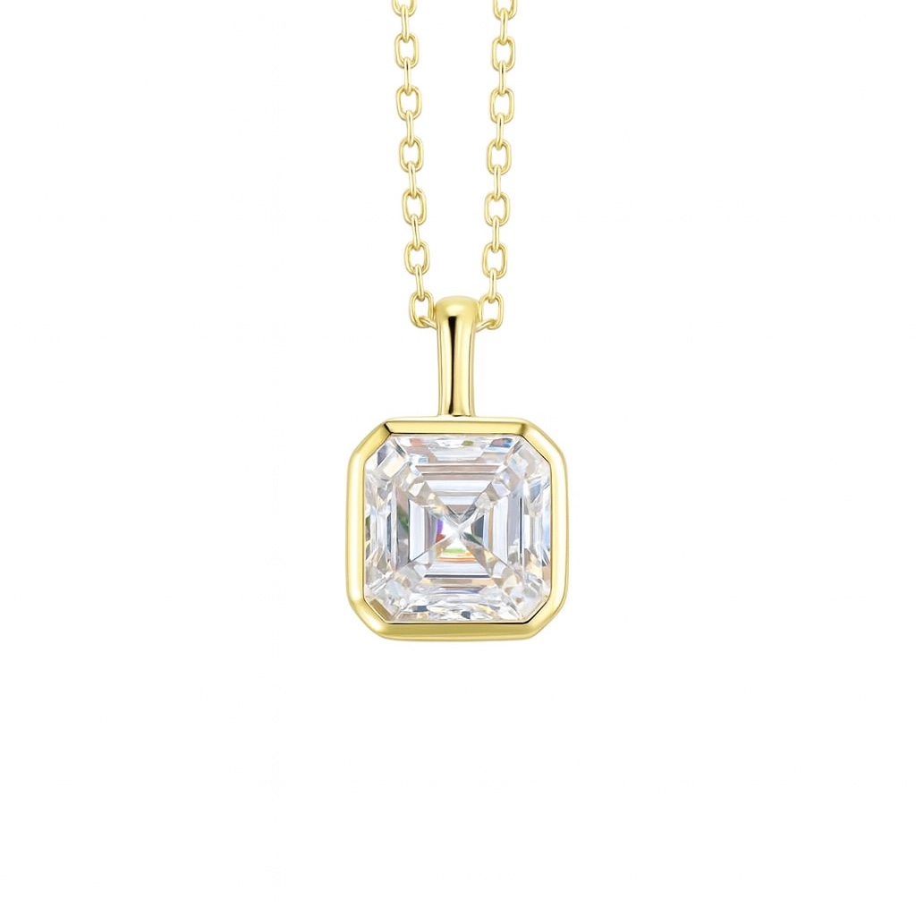 Modern Brilliance · 1ct Asscher Cut Lab Grown Diamond Bezel Necklace | Z-HL-P5264-1