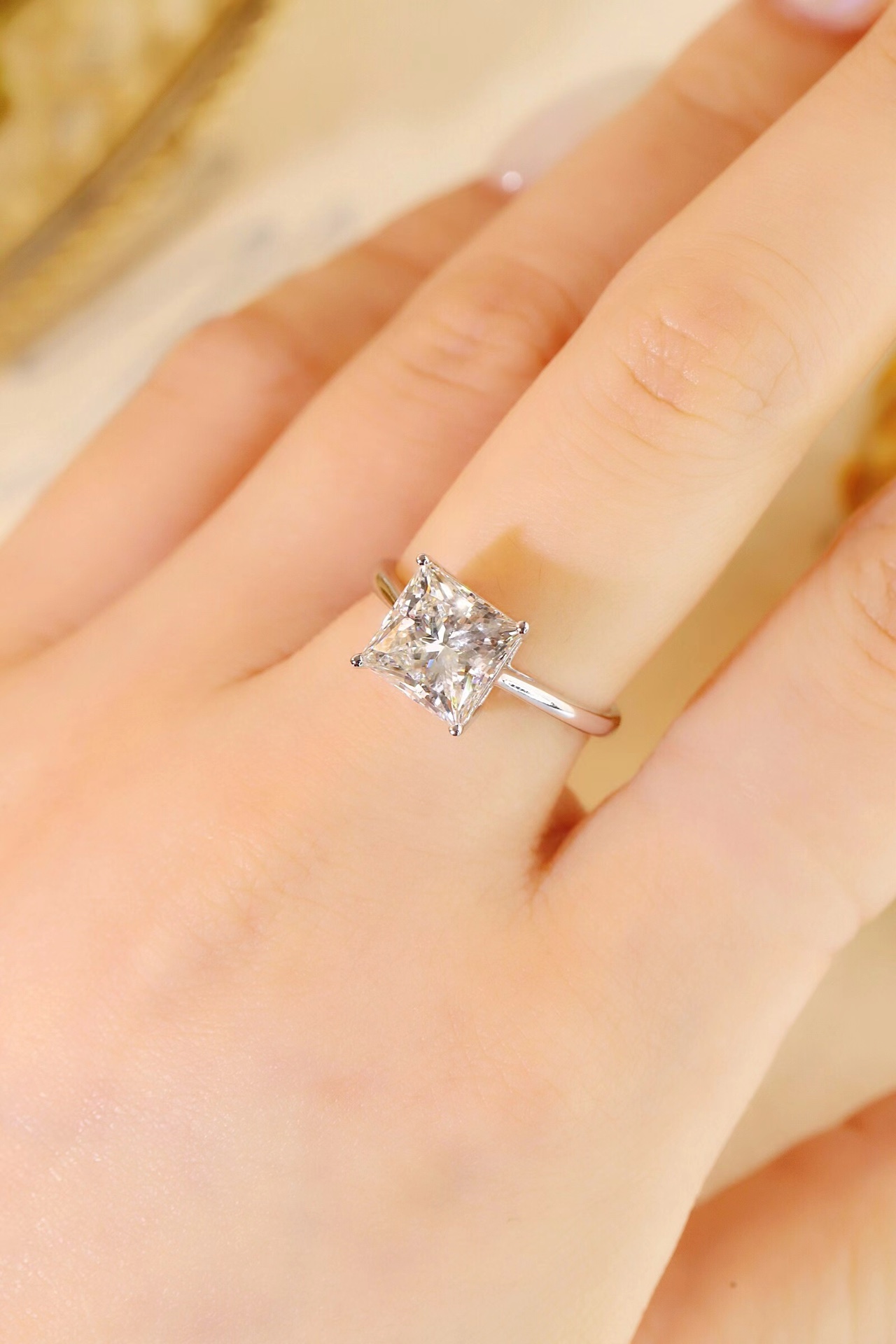 Regal Radiance · 3ct Princess Cut 4-Prong Lab Grown Diamond Ring | Z-HL-R5250 