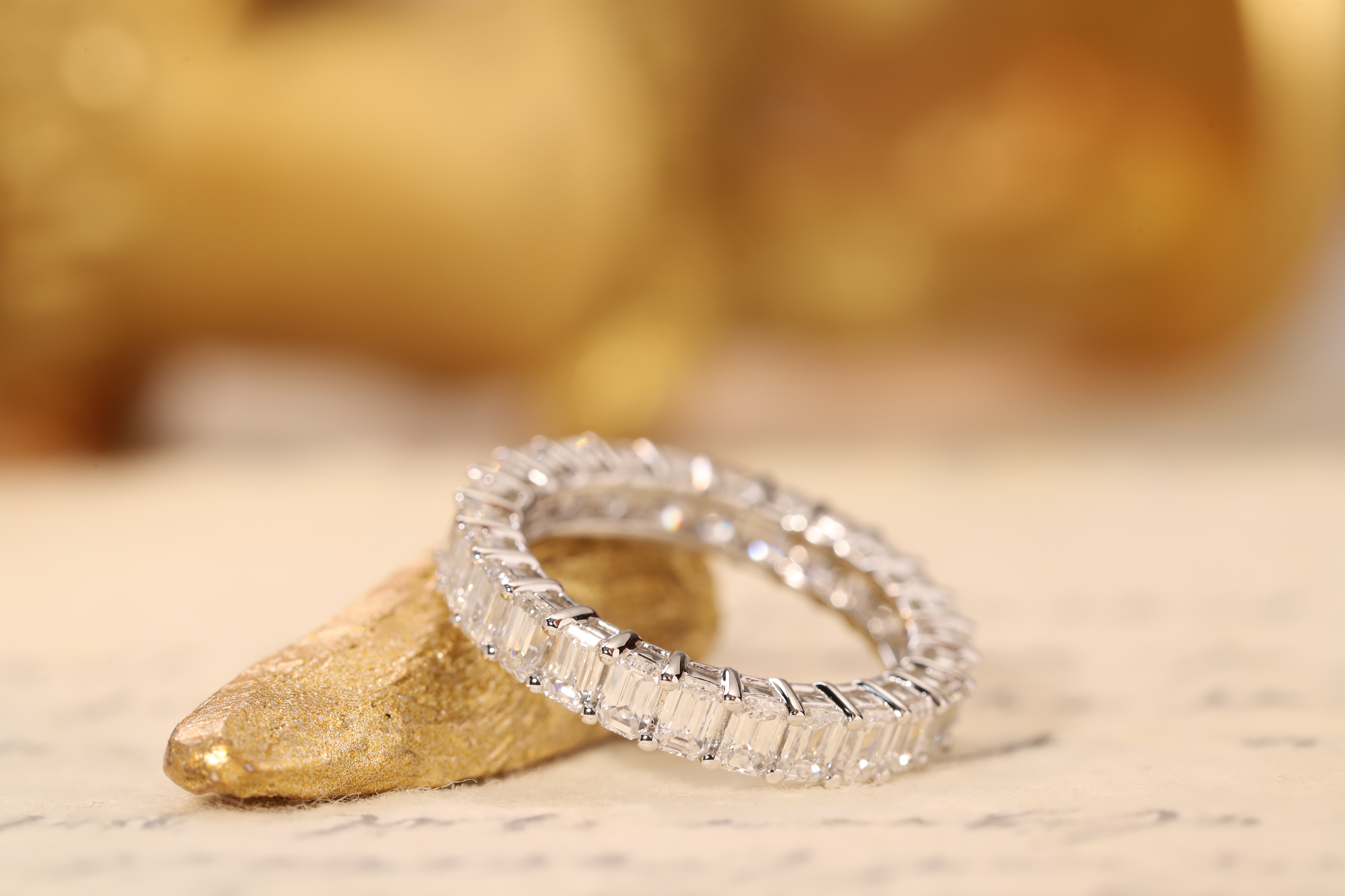 Emerald Cut Lab Grown Diamond Full Pavé Ring · 3.5ct | HL-D-R5426