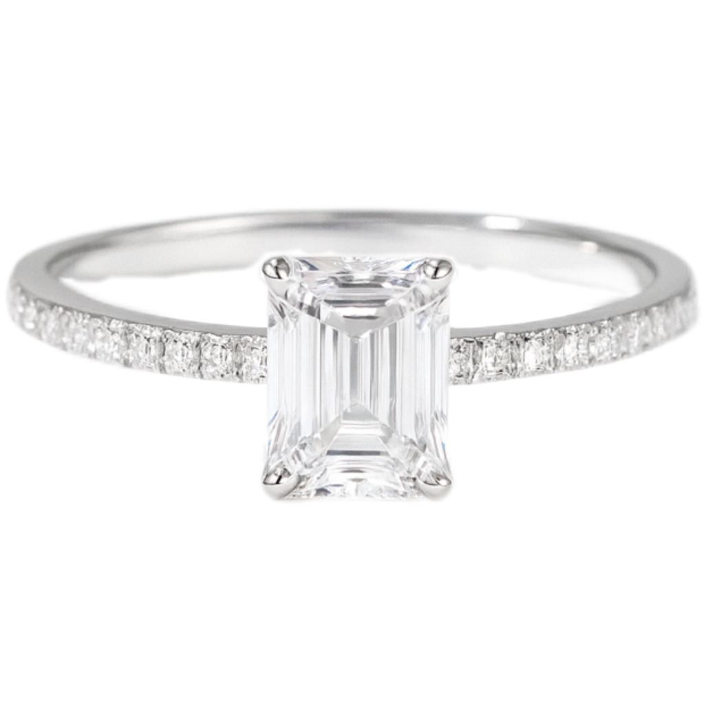 1.13ct Emerald Cut Diamond Ring Laboratory Environmentally friendly Cultivation Diamond CVD 10k Gold (41.6%) HL-R5227