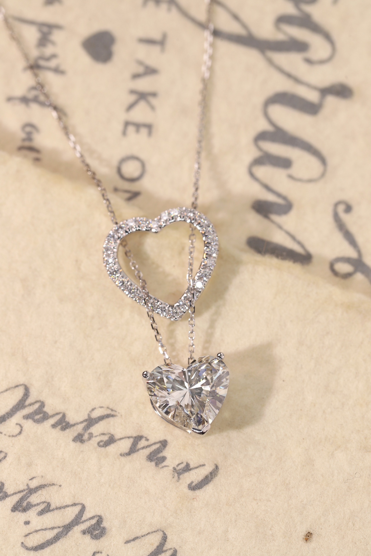 Heart of Brilliance · 3ct Heart Cut Halo Lab Grown Diamond Necklace | HL-P2122 
