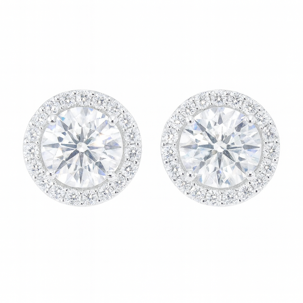 Timeless Halo · 2ct Lab Grown Diamond Halo Stud Earrings | Z-D-E5257-1