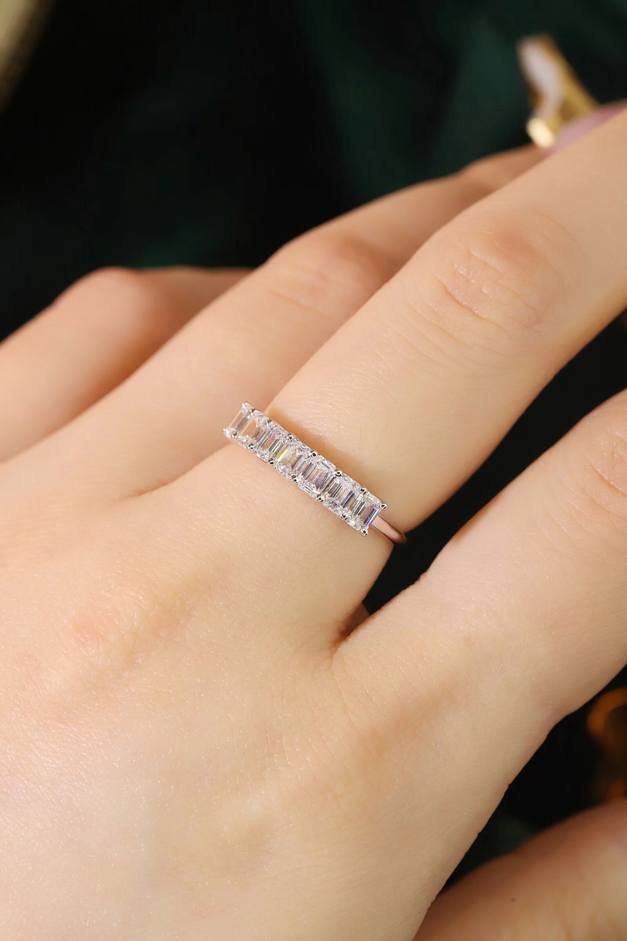 Timeless Harmony · 1ct Emerald Cut Half Eternity Lab Grown Diamond Ring | HL-D-R5418 