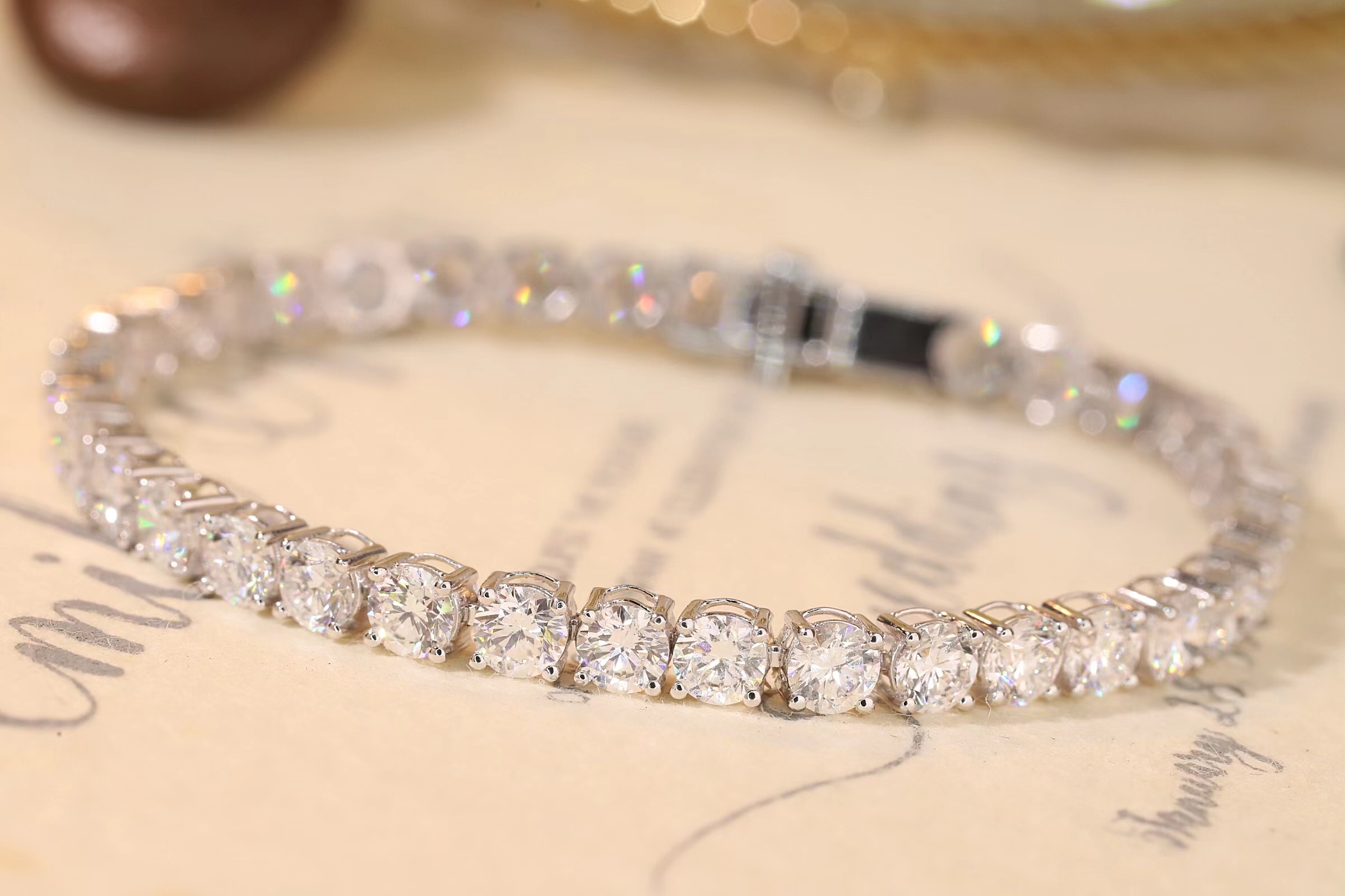 10k gold inlaid cvd artificially cultivated diamond 10ct four-claw bracelet