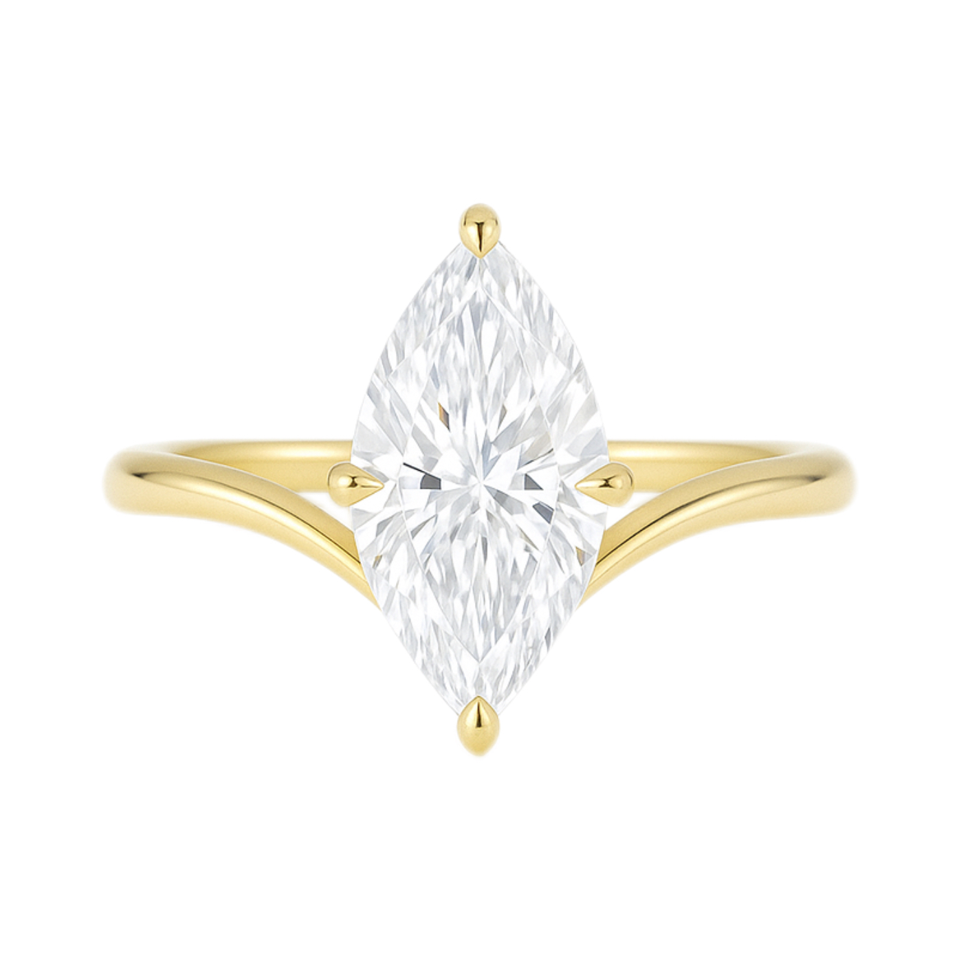 V-Shaped Elegance · 2ct Lab Grown Marquise Cut Diamond Ring | D-R5187-1