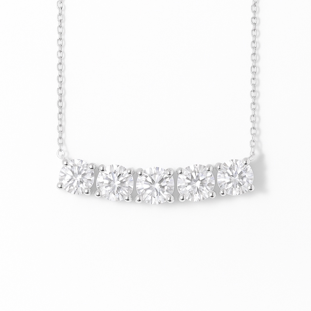 Smiling Radiance · 3.4ct Lab Grown Diamond Five-Stone Necklace | HL-N1733 