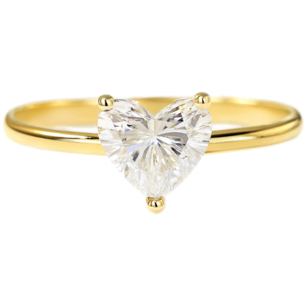 1ct Heart-Shaped Lab-Grown Diamond 10k Gold Three-Prong Ring HL-R5038-1