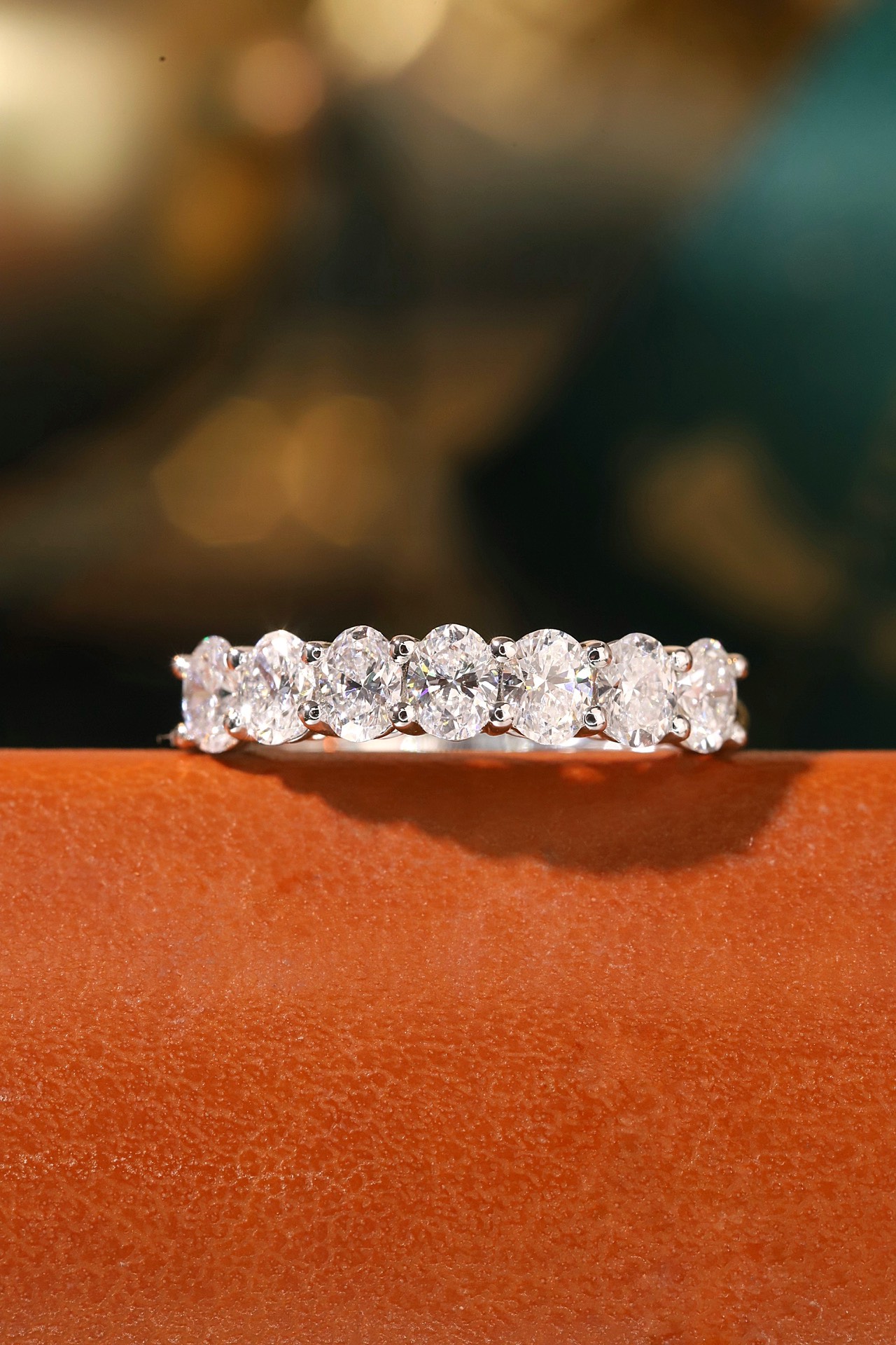 Graceful Spark · 1ct Oval Cut Half Eternity Lab Grown Diamond Ring | HL-R1924 