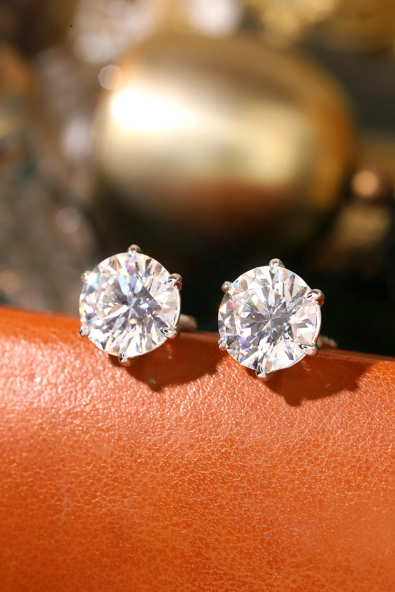 10K Gold Six-Prong Lab Grown Diamond Stud Earrings, 3ct Each (6ct Total) Model No. Z-D-E2451