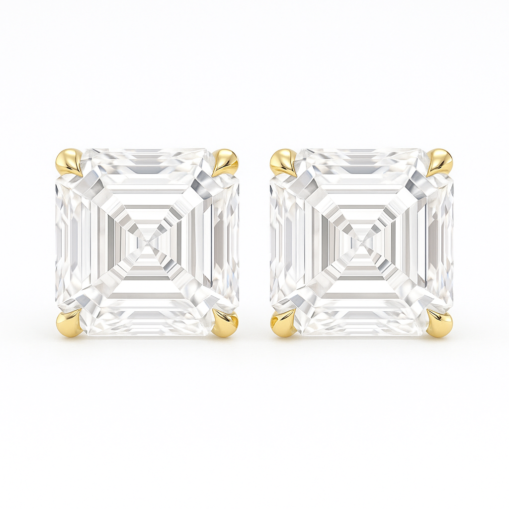 2 Carat Asche Cultivated Diamond Four-Clawed Stud Earrings