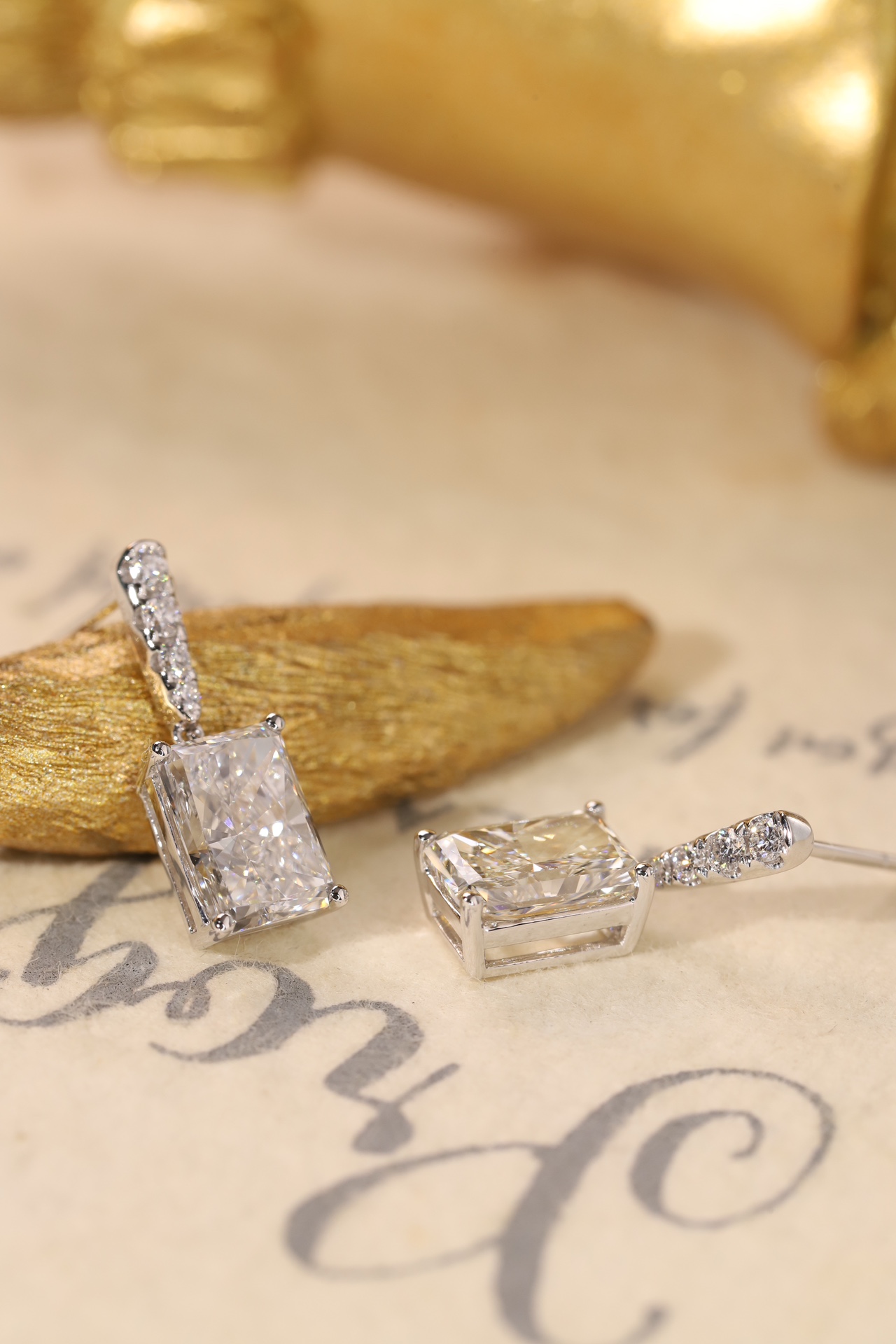 Radiant Elegance · 4ct Radiant Cut 4-Prong Halo Earrings | Z-HL-E5242-1