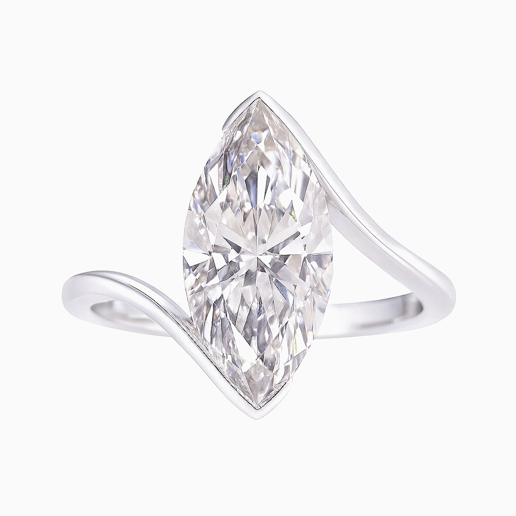 Marquise Grace · 3ct Lab Grown Marquise Cut Diamond Bezel Corner Ring | Z-HL-R5258-2