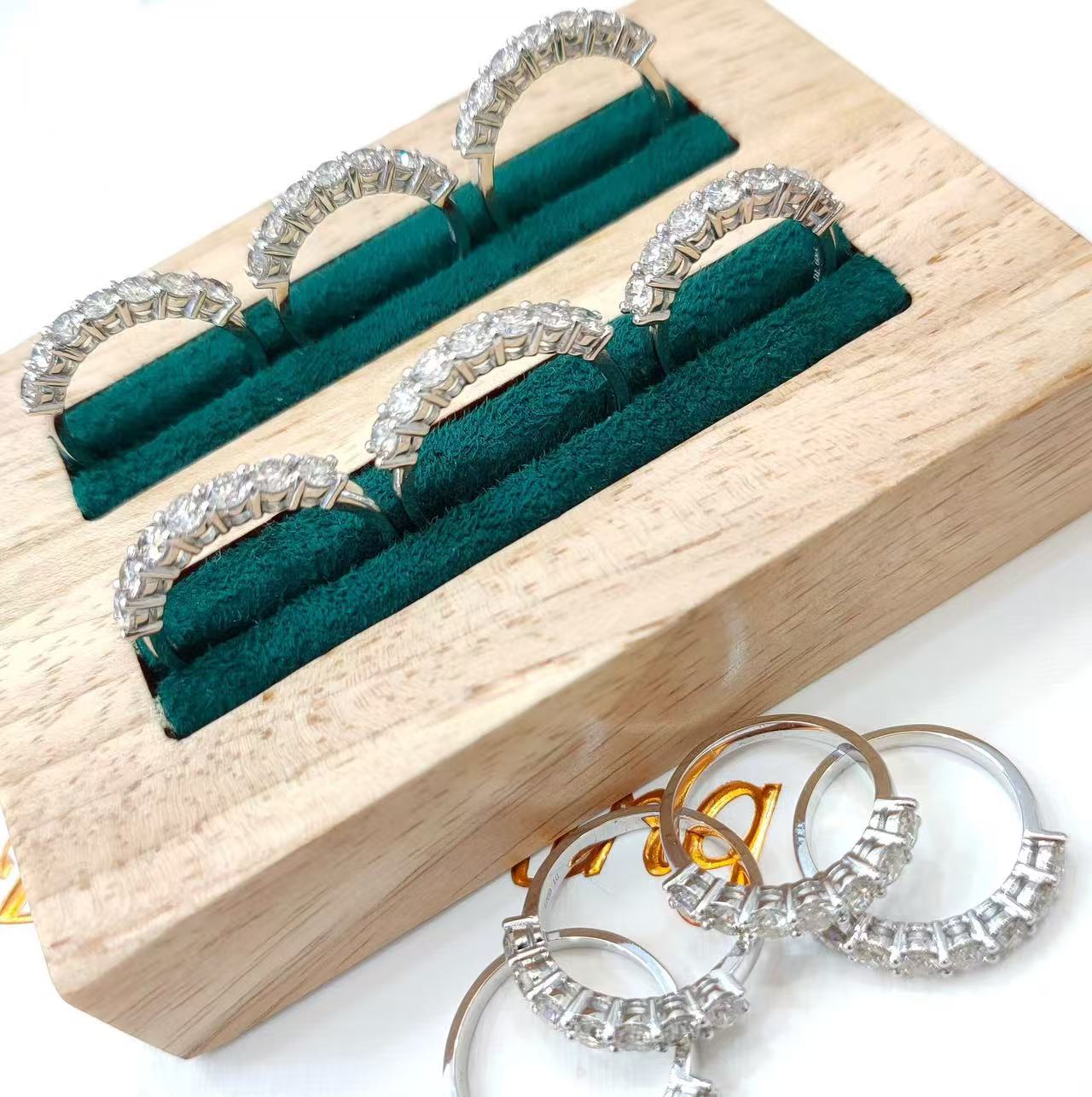 1ct half-ring diamond ring 7 artificially cultivated diamond cvd10k gold HL-R5196-4