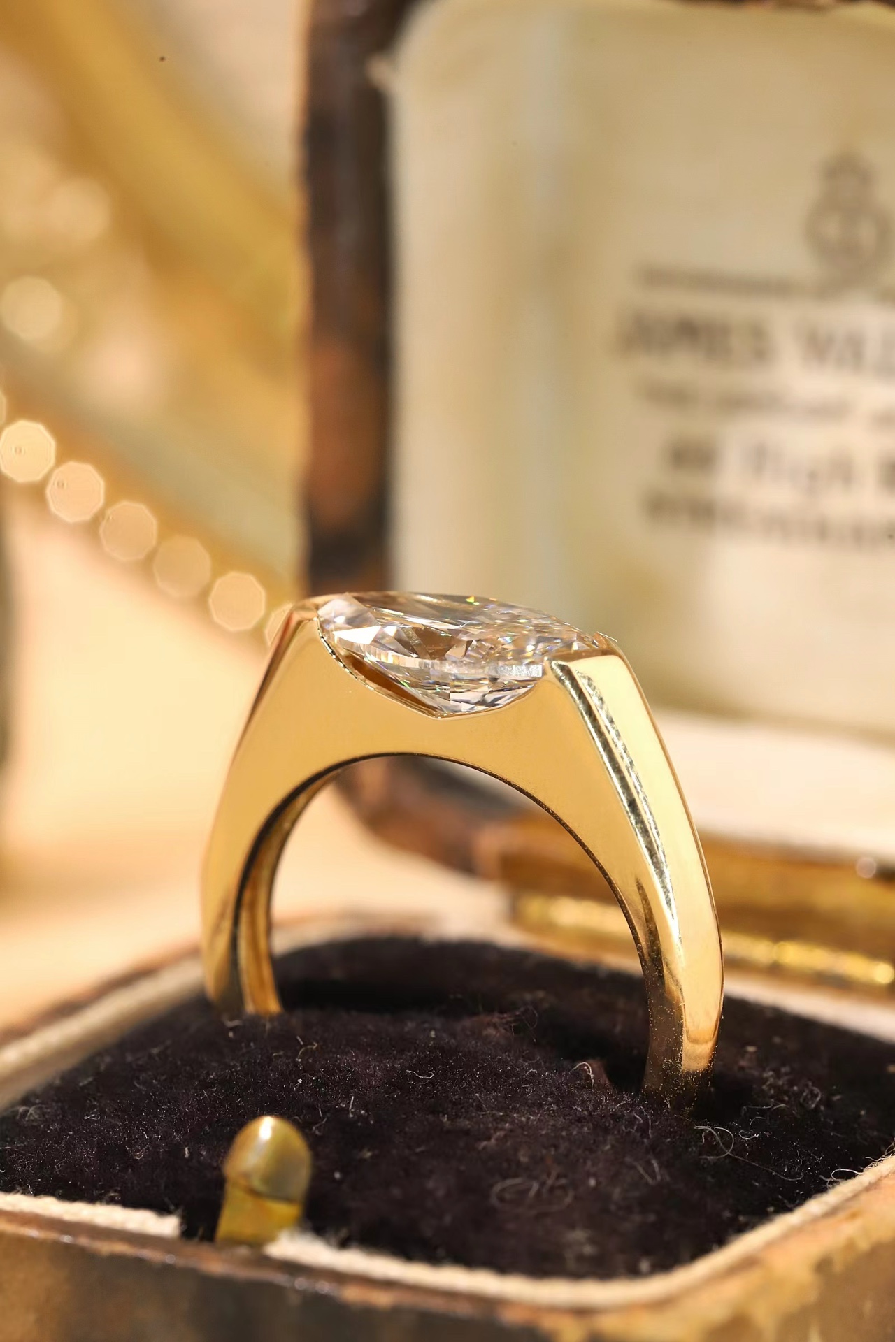 Marquise Grace · 2ct Lab Grown Marquise Cut Diamond Bezel Corner Ring | D-R3533-3