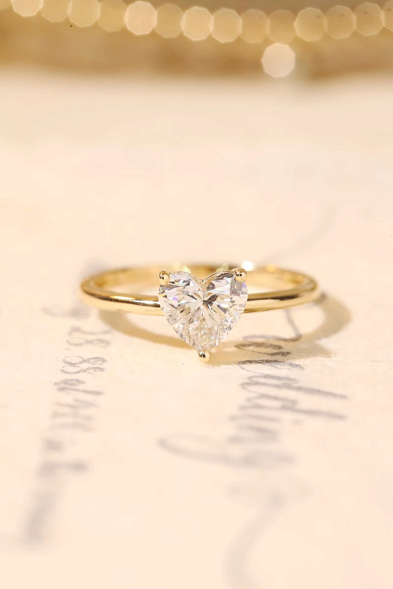 1ct Heart-Shaped Lab-Grown Diamond 10k Gold Three-Prong Ring HL-R5038-1