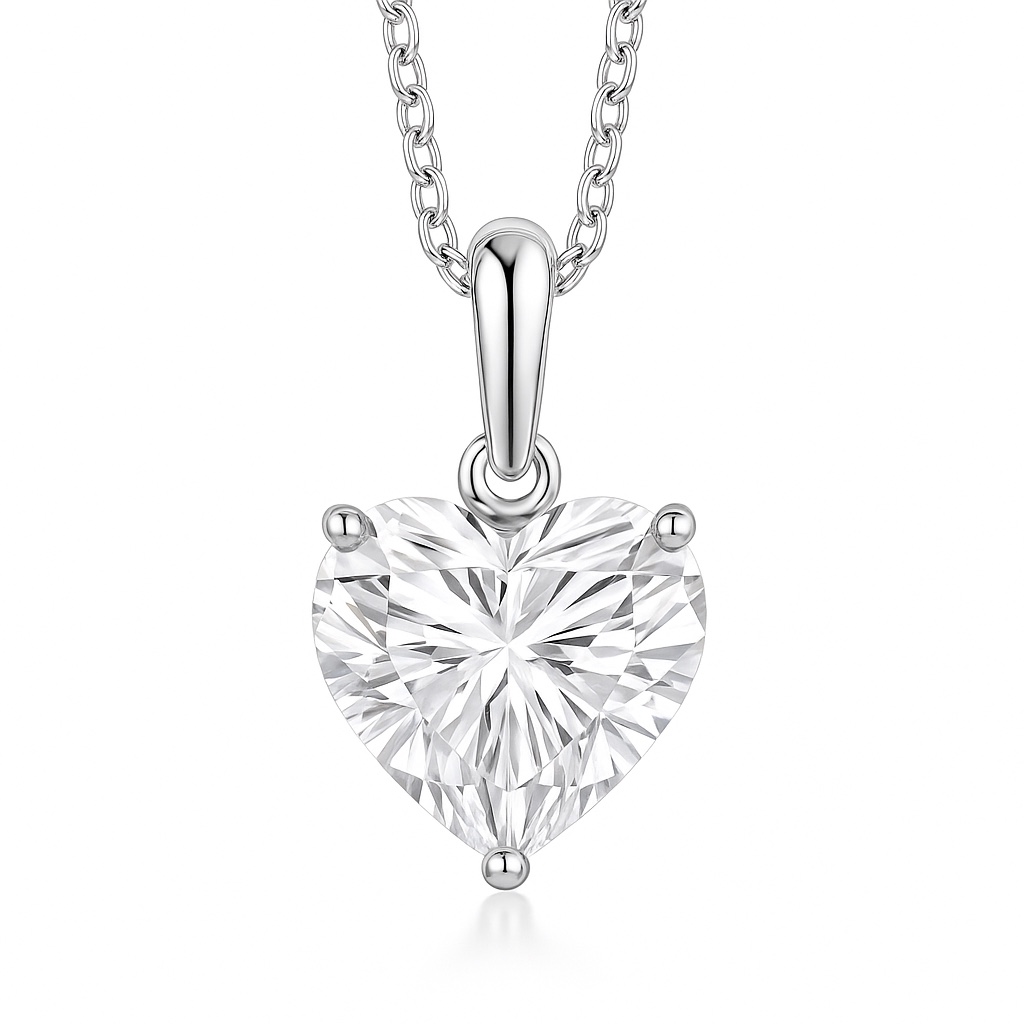 Heart of Love · 1ct Lab Grown Heart Cut Diamond 3-Prong Necklace | Z-D-P4994