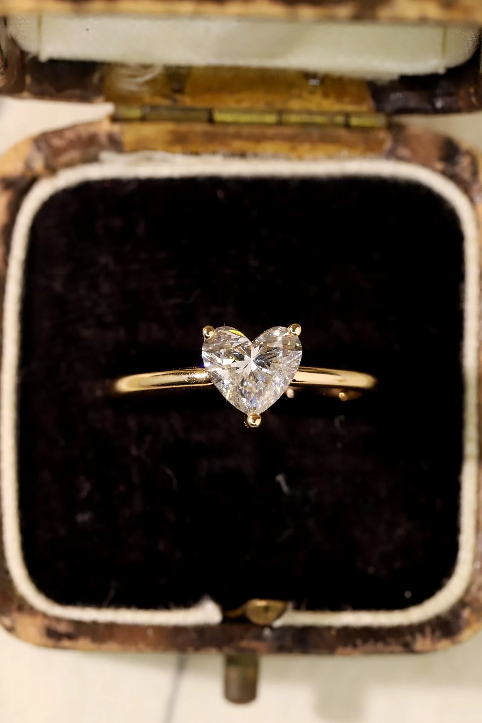 1ct Heart-Shaped Lab-Grown Diamond 10k Gold Three-Prong Ring HL-R5038-1