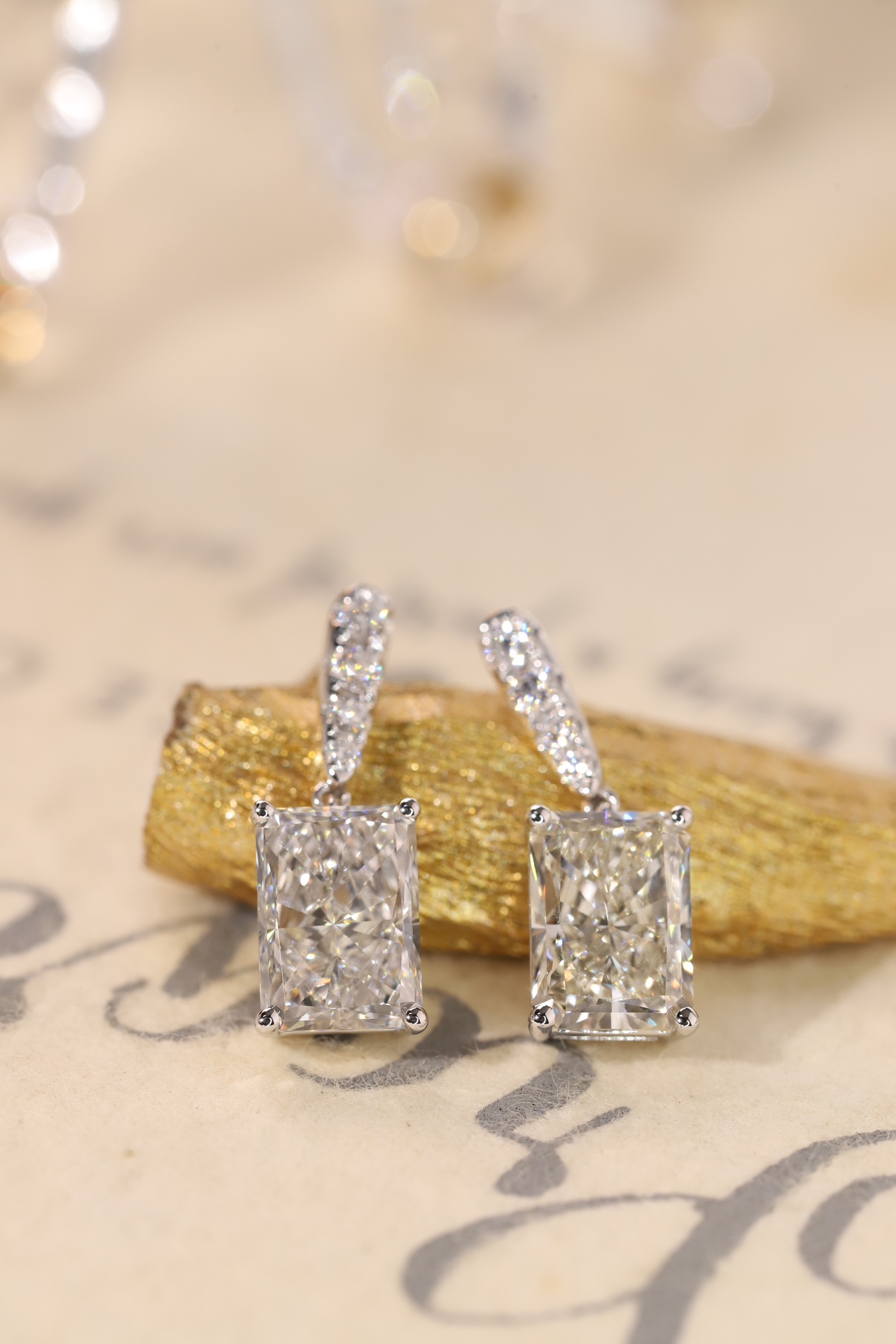 Radiant Elegance · 4ct Radiant Cut 4-Prong Halo Earrings | Z-HL-E5242-1