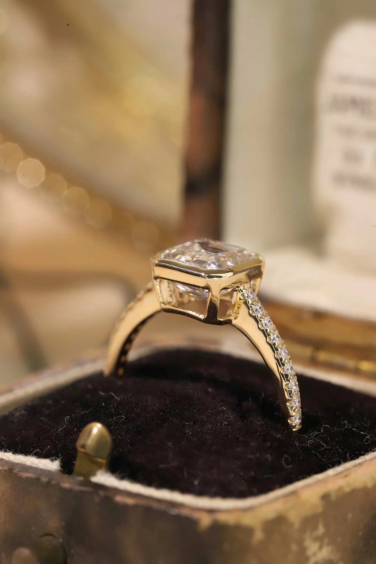 2ct Asscher Cut Lab Grown Diamond Bezel Ring | 10K Gold | Z-HL-R5264 