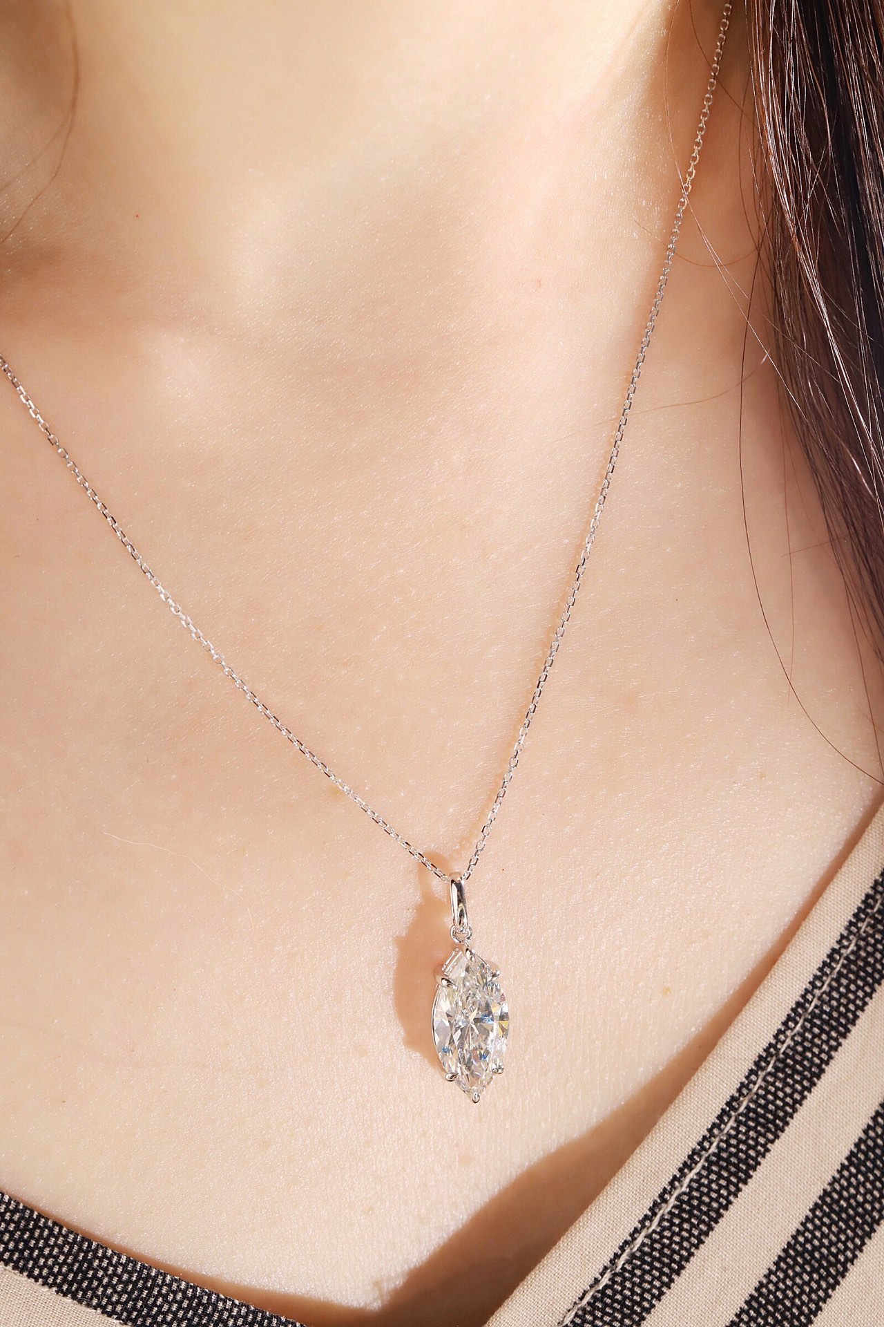 Radiant Allure · 3ct Marquise Cut Six-Prong Lab Grown Diamond Necklace | Z-HL-P5245-2