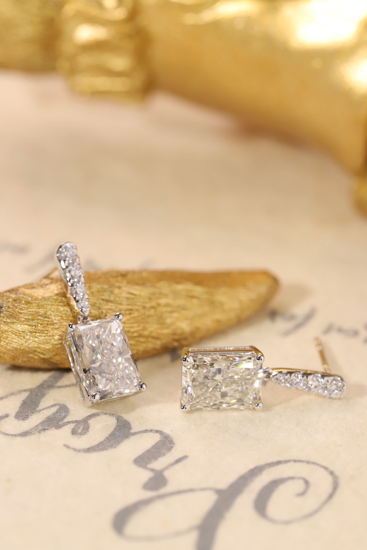 Radiant Elegance · 4ct Radiant Cut 4-Prong Halo Earrings | Z-HL-E5242-1