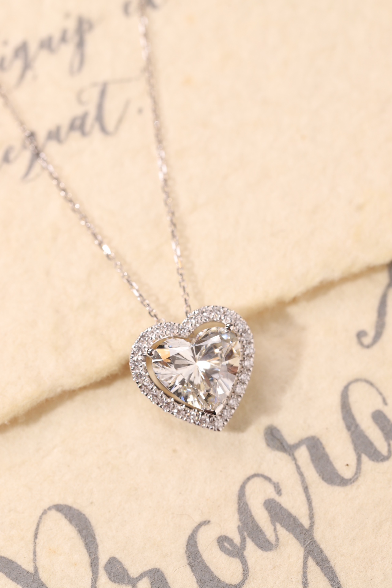 Heart of Brilliance · 3ct Heart Cut Halo Lab Grown Diamond Necklace | HL-P2122 