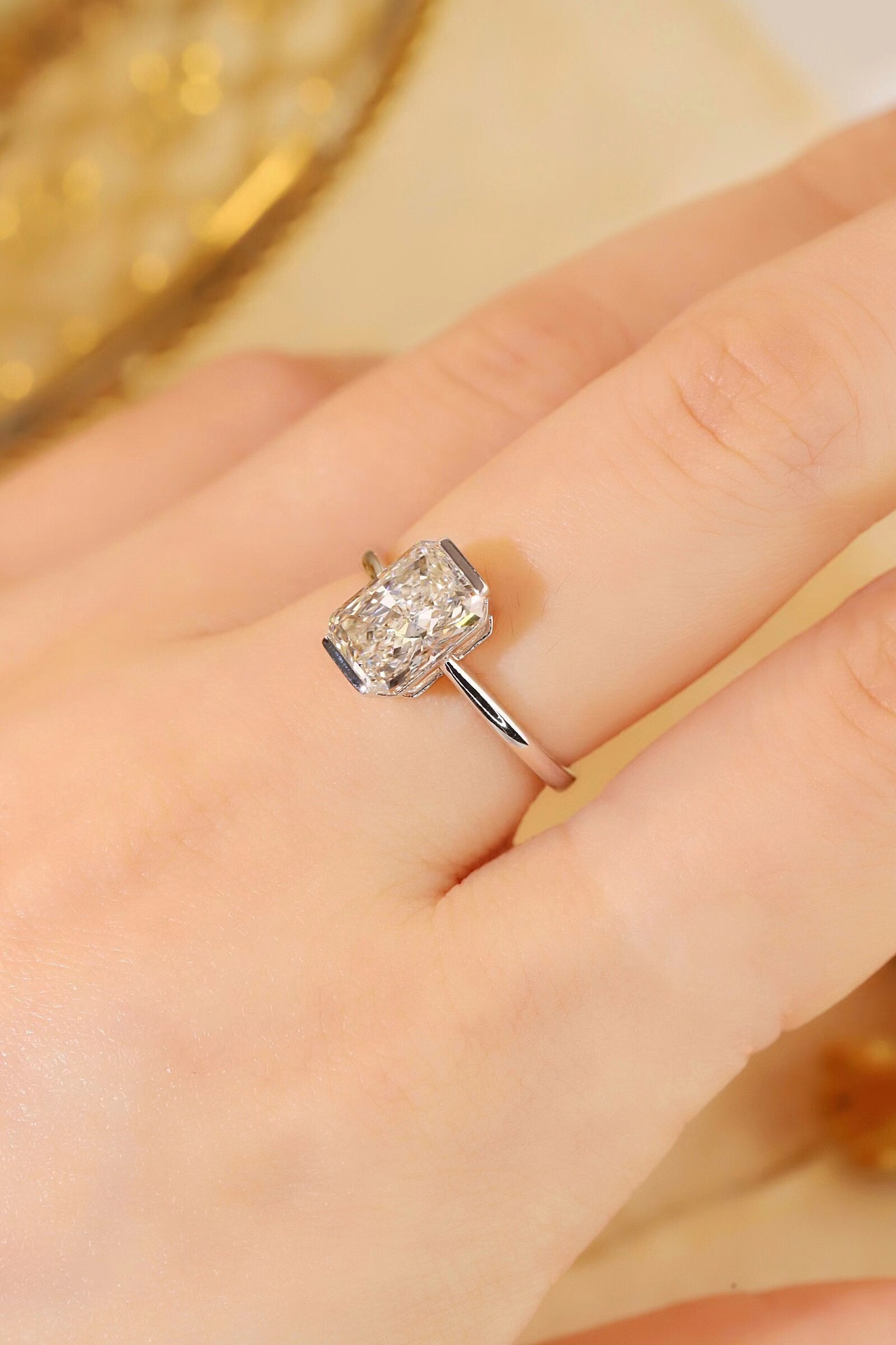 2ct Lab Grown Radiant Cut Diamond Floating Ring | Z-HL-R5261