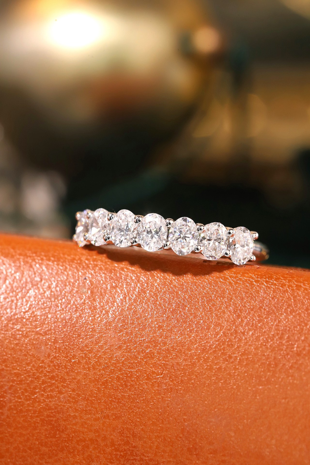 Graceful Spark · 1ct Oval Cut Half Eternity Lab Grown Diamond Ring | HL-R1924 