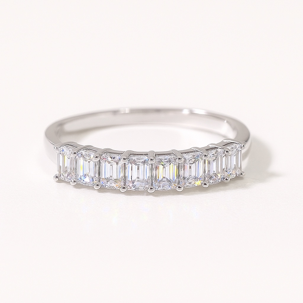 Timeless Harmony · 1ct Emerald Cut Half Eternity Lab Grown Diamond Ring | HL-D-R5418 